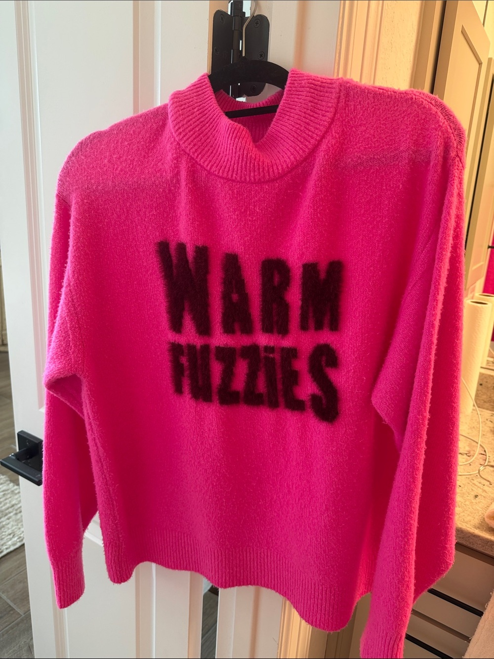 a new day Hot Pink 'WARM FUZZIES' Fuzzy Turtleneck Sweater
